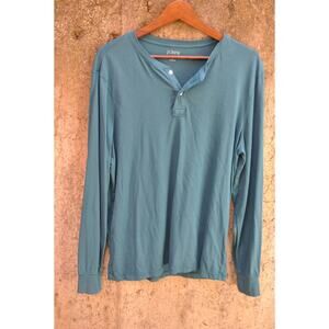 J.Crew Broken-In Henley Long Sleeve Shirt  Size L  Teal Blue Cotton  Re-Imagined